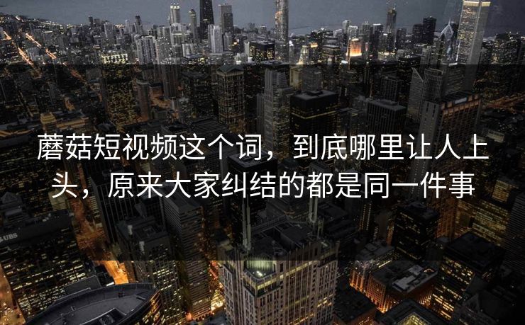 蘑菇短视频这个词，到底哪里让人上头，原来大家纠结的都是同一件事