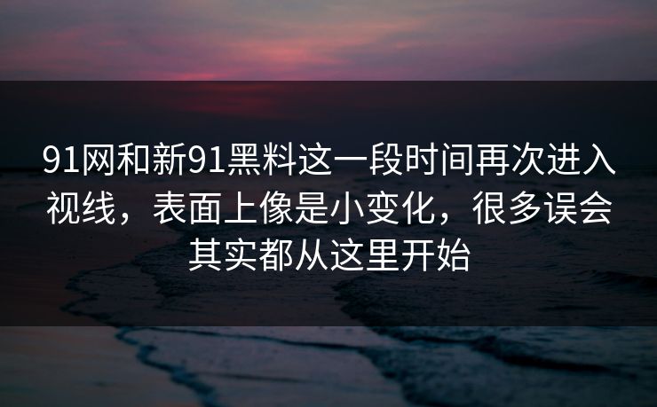 91网和新91黑料这一段时间再次进入视线，表面上像是小变化，很多误会其实都从这里开始