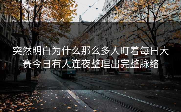 突然明白为什么那么多人盯着每日大赛今日有人连夜整理出完整脉络