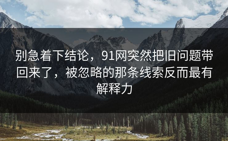 别急着下结论,91网突然把旧问题带回来了,被忽略的那条线索反而最有解释力 别急着下结论,91网突然把旧问题带回来了,被忽略的那条线索反而最有解释力